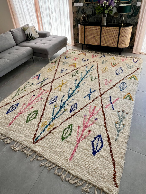 Tapis berbère AZILAL Coloré | 320x220 cm - Grand modèle - 100% laine naturelle
