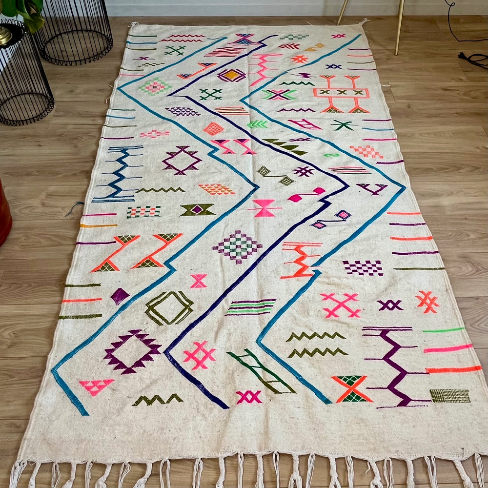 Tapis AZILAL Coloré Tissé à plat  | 245x130 cm - tissé à la main